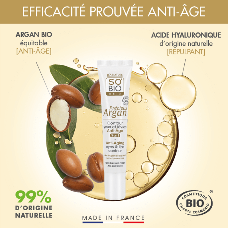 Sobio étic Contorno de Ojos y Labios con Aceite de Argán Orgánico 15 ml